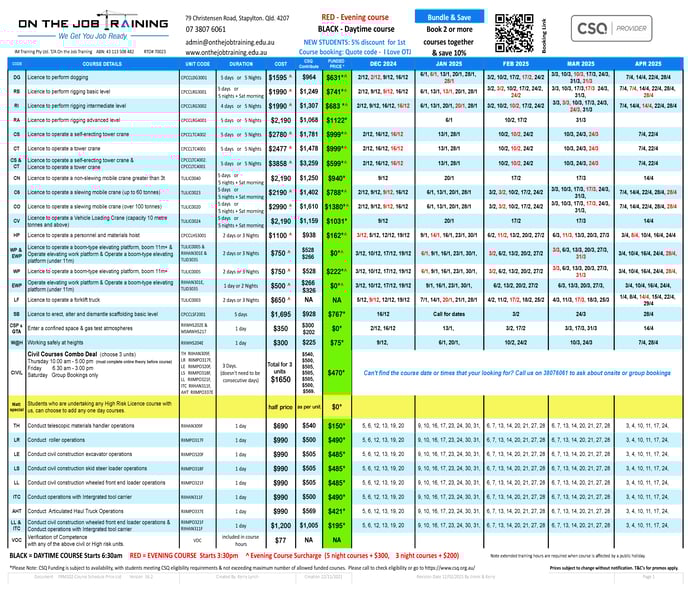 FRM102-Course Schedule Price List ver 16.2